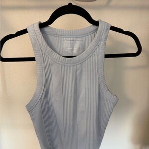 aerie Pale Blue Ribbed Crop Tank